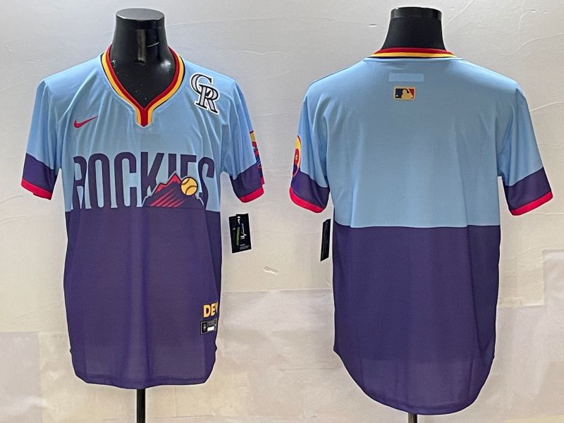Men Colorado Rockies Blank Purple blue Joint Name 2025 Nike MLB Jersey style 3->colorado rockies->MLB Jersey